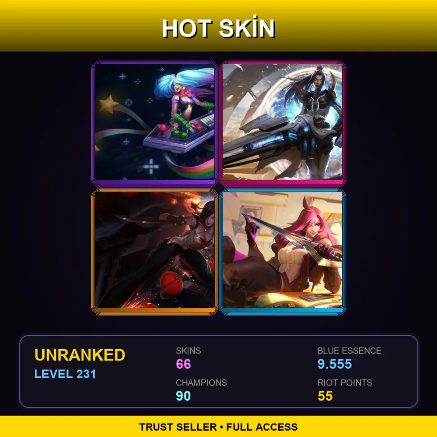 EUNE | Lv231 | Unranked | 66 Skin | 90 Champ
