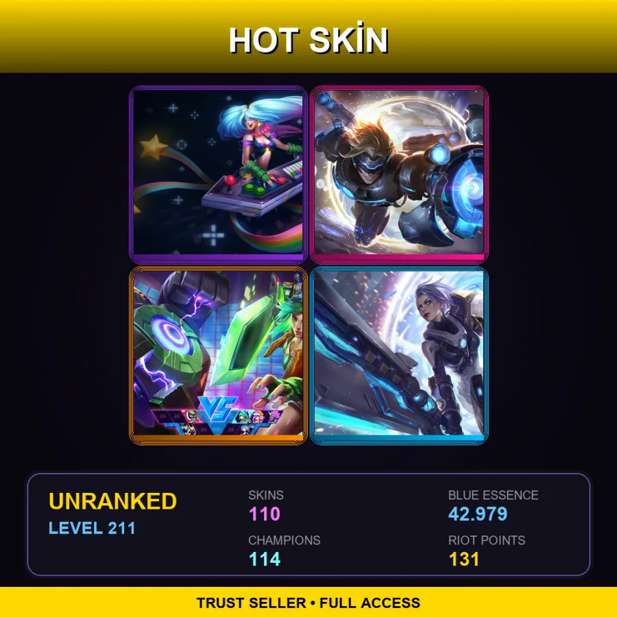 EUW | Arcade Sona | Pulsefire Ezreal | Arcade Riven | Pulsefire Riven | 110 Skin | 114 Champ | Lv211