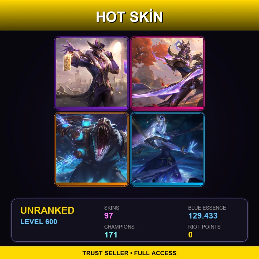 LAS | Lv600 | Unranked | 97 Skin | 171 Champ