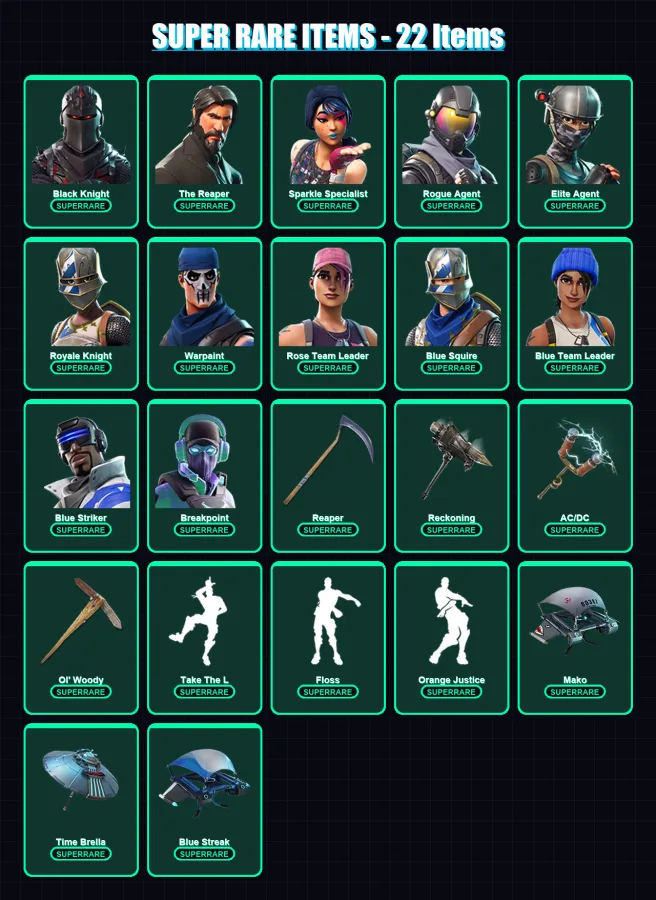 [PC/XBOX/PSN] | OG Skull Trooper | Black Knight | Omega | The Reaper | Sparkle Specialist | 107 skin | 86 pickaxe | 84 emote | 95 glider | Lv1269