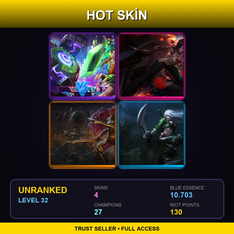 EUNE | Lv32 | Unranked | 4 Skin | 27 Champ — LoL account