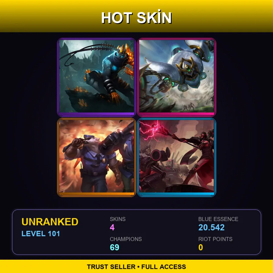 LAN | Lv101 | Unranked | 4 Skin | 69 Champ