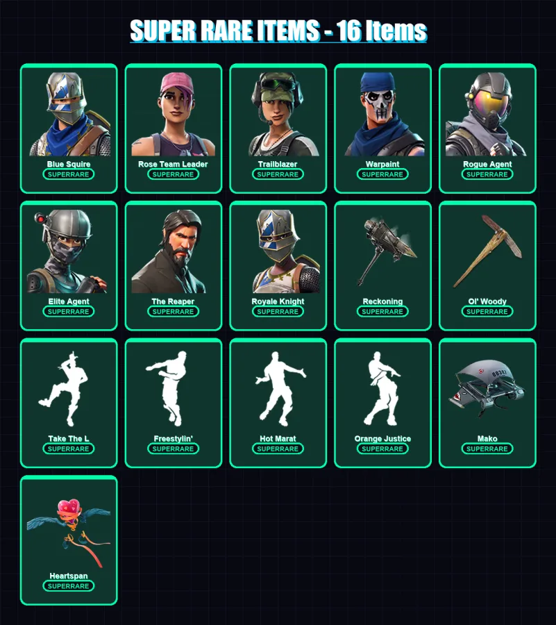 [PC/PSN] | Blue Squire | Rose Team Leader | Trailblazer | Warpaint | Rogue Agent | 84 skin | 70 pickaxe | 100 emote | 70 glider | Lv786