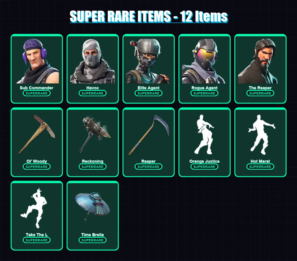 [PC/PSN] | Sub Commander | Havoc | Elite Agent | Rogue Agent | The Reaper | 55 skin | 47 pickaxe | 58 emote | 55 glider | Lv868
