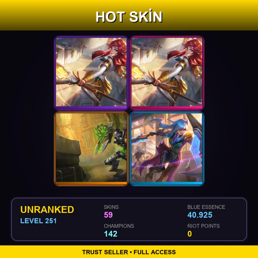 EUW | Lv251 | Unranked | 59 Skin | 142 Champ