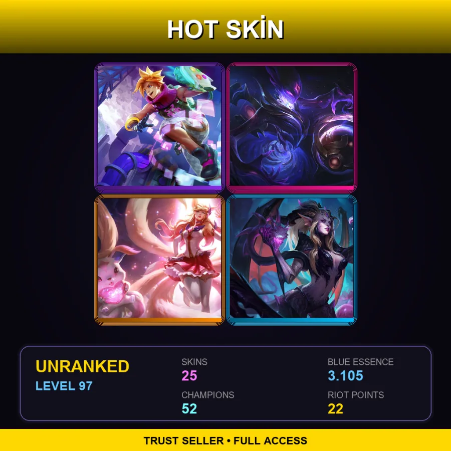 LAS | Lv97 | Unranked | 25 Skin | 52 Champ