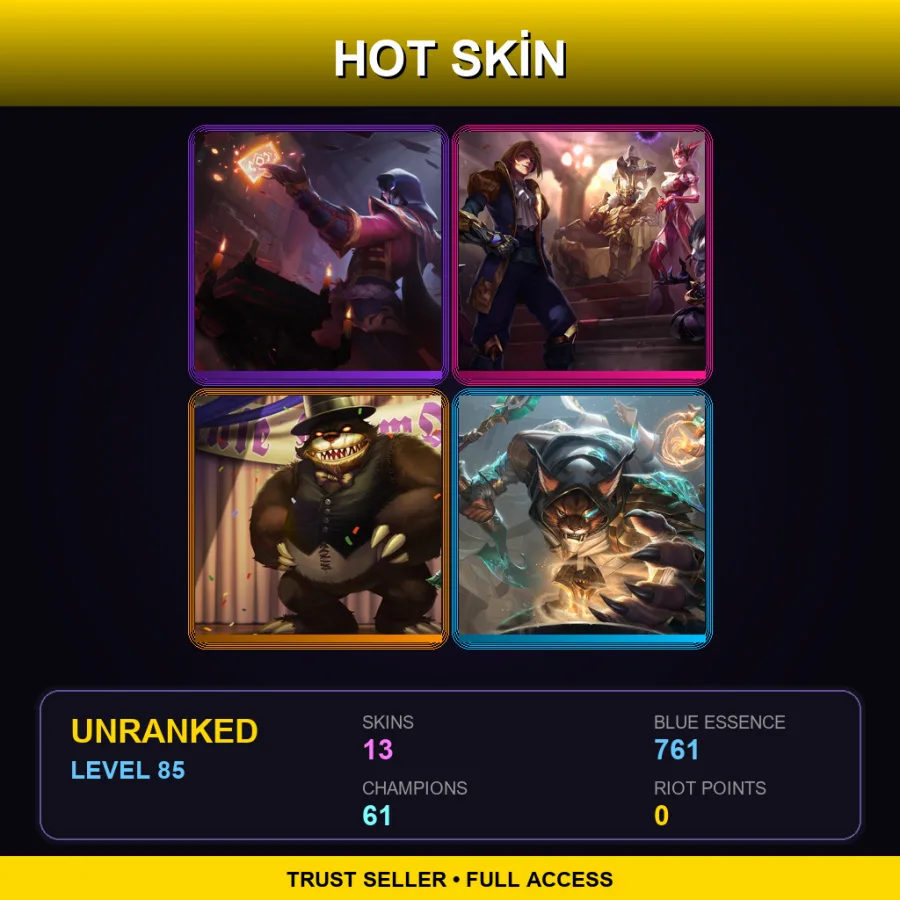LAS | Lv85 | Unranked | 13 Skin | 61 Champ — LoL account