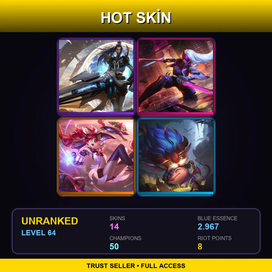 LAS | Lv64 | Unranked | 14 Skin | 50 Champ — Unranked / Smurf League of Legends