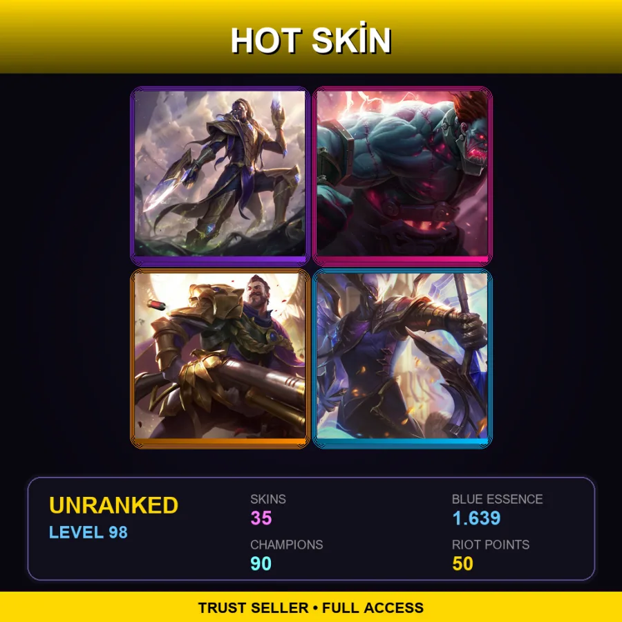LAS | Lv98 | Unranked | 35 Skin | 90 Champ — Soul Fighter Jhin