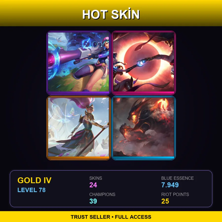 LAN | Lv78 | Gold IV | 24 Skin | 39 Champ — LoL account