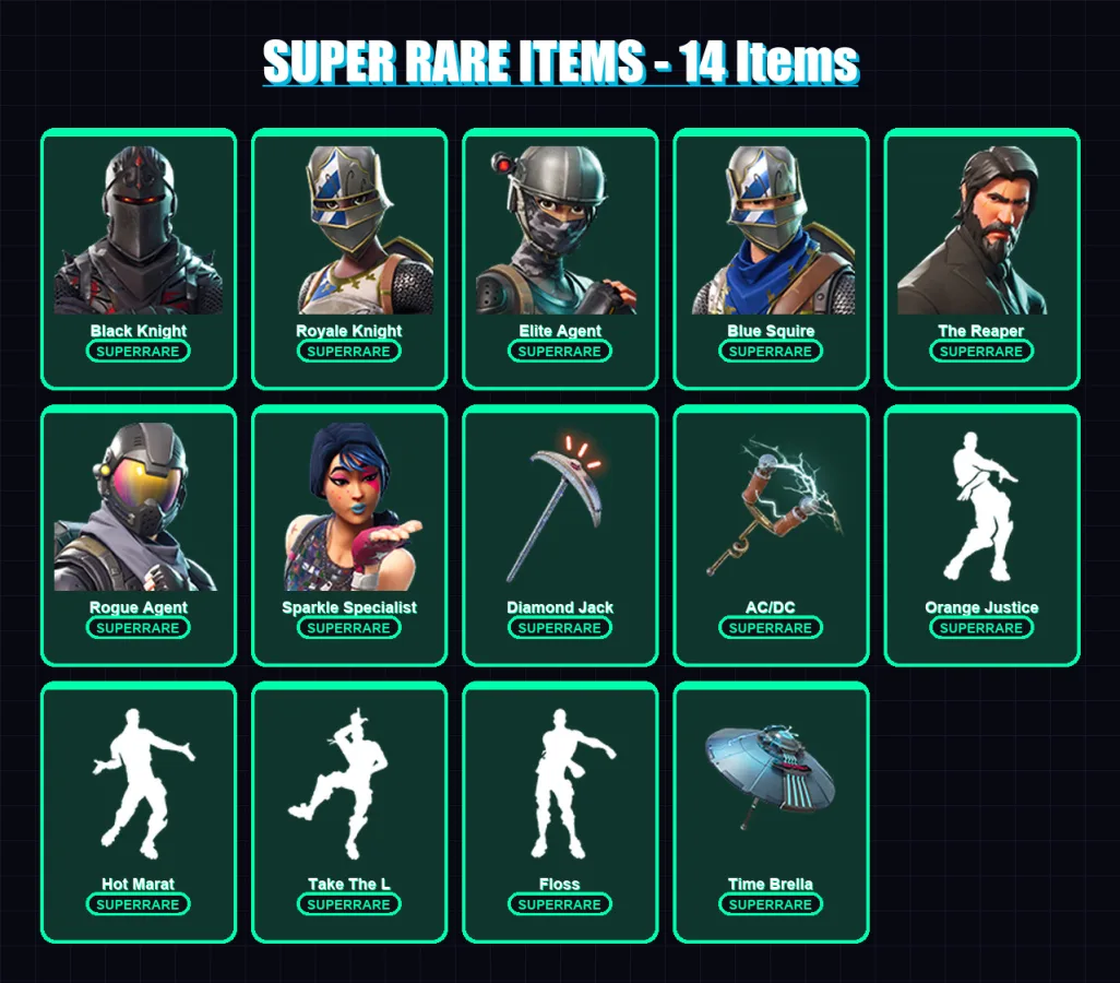 [PS4/PS5/XBOX/PC] | Black Knight | Royale Knight | Elite Agent | Blue Squire | The Reaper | 48 skin | 54 pickaxe | 75 emote | 58 glider | Lv753