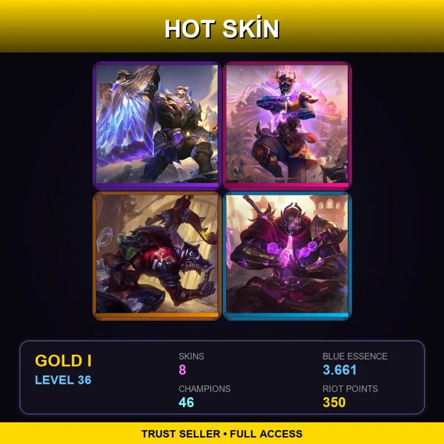 EUW | Lv36 | Gold I | 8 Skin | 46 Champ