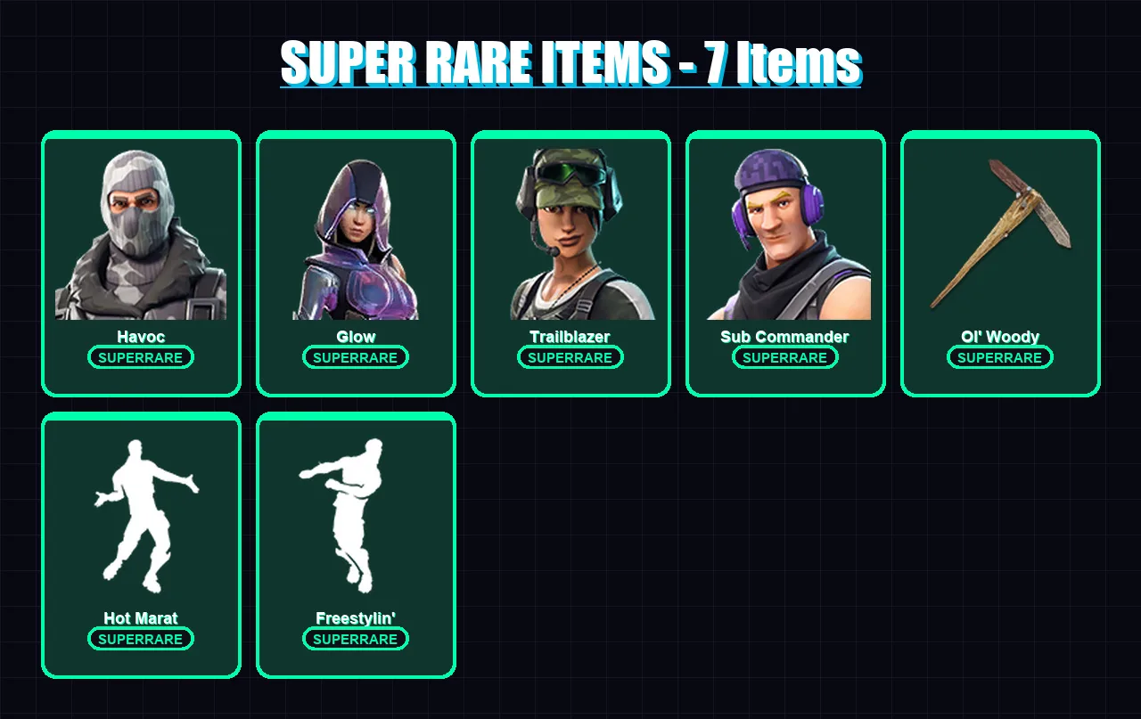 [PC/PSN] | Havoc | Glow | Trailblazer | Sub Commander | The Prisoner | 35 skin | 34 pickaxe | 40 emote | 26 glider | Lv375