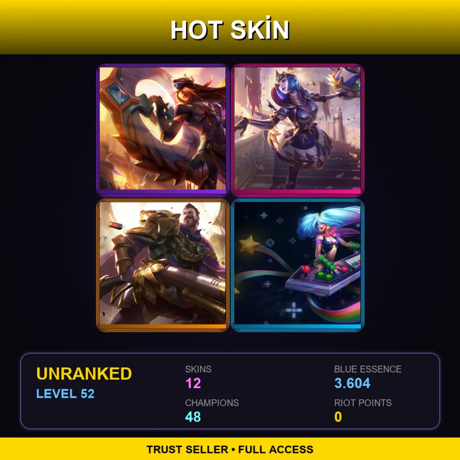 EUNE | Lv52 | Unranked | 12 Skin | 48 Champ