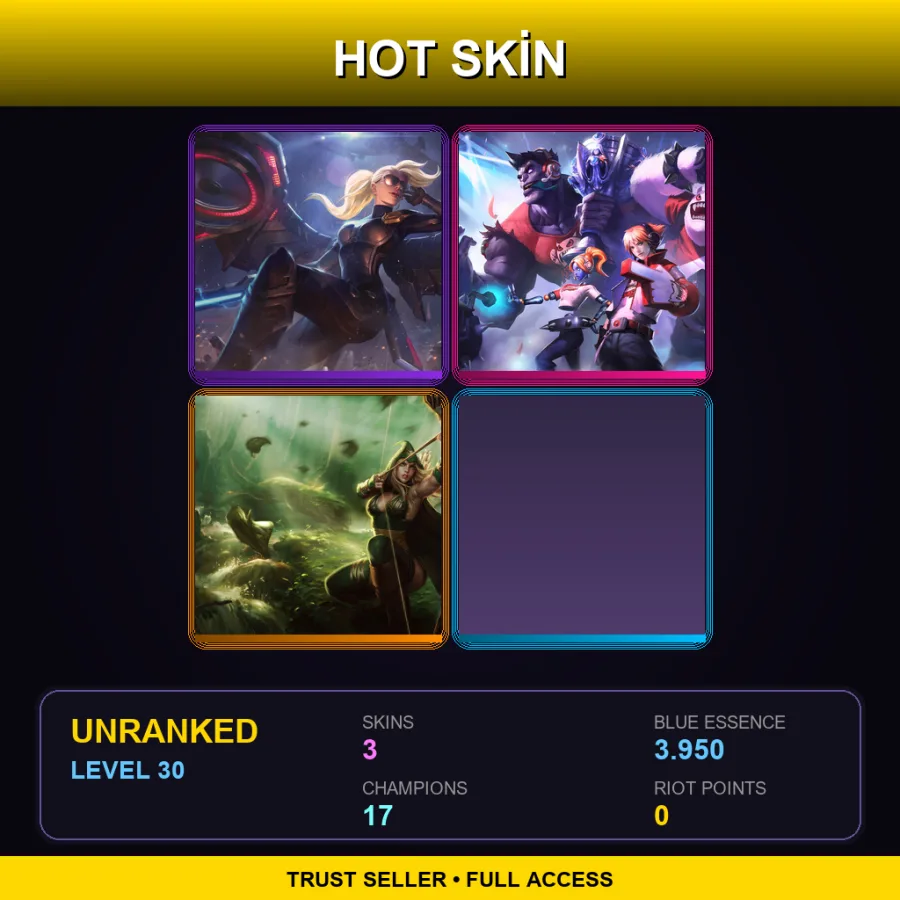 LAS | Riot Kayle | TPA Nunu & Willump | Sherwood Forest Ashe | 3 Skin | 17 Champ | Lv30
