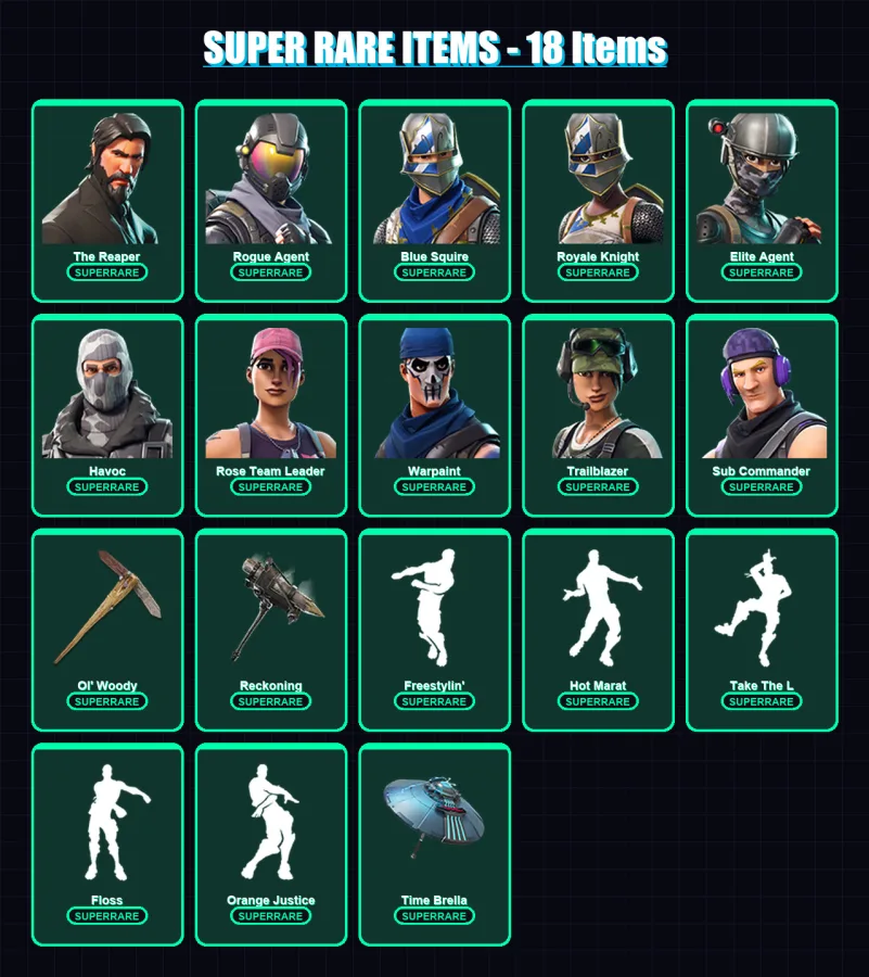[PC/XBOX/PSN] | The Reaper | Rogue Agent | Blue Squire | Royale Knight | Elite Agent | 41 skin | 61 pickaxe | 50 emote | 77 glider | Lv885