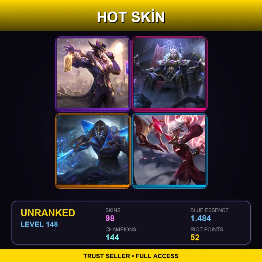 VN | Lv148 | Unranked | 98 Skin | 144 Champ