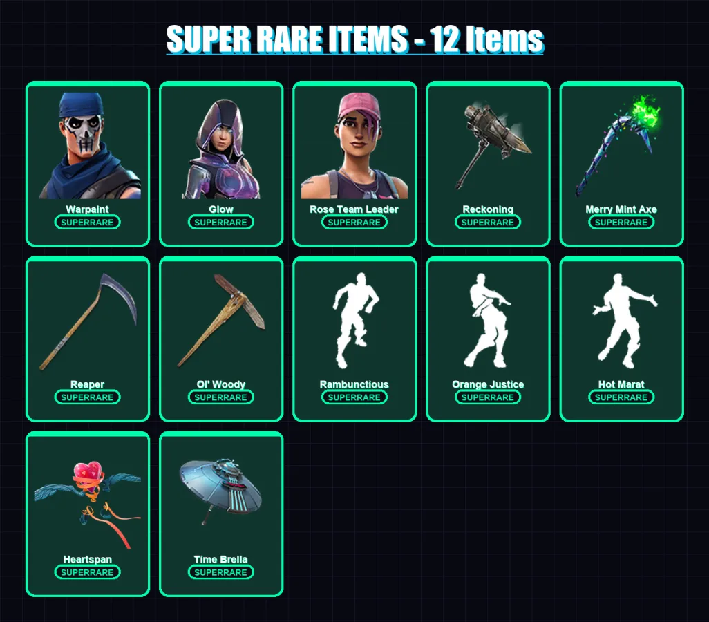 [PC/XBOX] | Warpaint | Glow | Rose Team Leader | Ruin | Spectra Knight | 106 skin | 119 pickaxe | 103 emote | 108 glider | Lv1634
