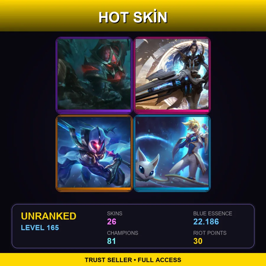 NA | Lv165 | Unranked | 26 Skin | 81 Champ — LoL account