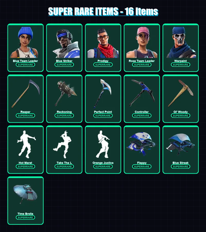 [PS4/PS5/PC] | Blue Team Leader | Blue Striker | Prodigy | Rose Team Leader | Warpaint | 136 skin | 135 pickaxe | 148 emote | 131 glider | Lv1806