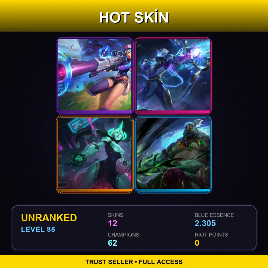 LAN | Lv85 | Unranked | 12 Skin | 62 Champ