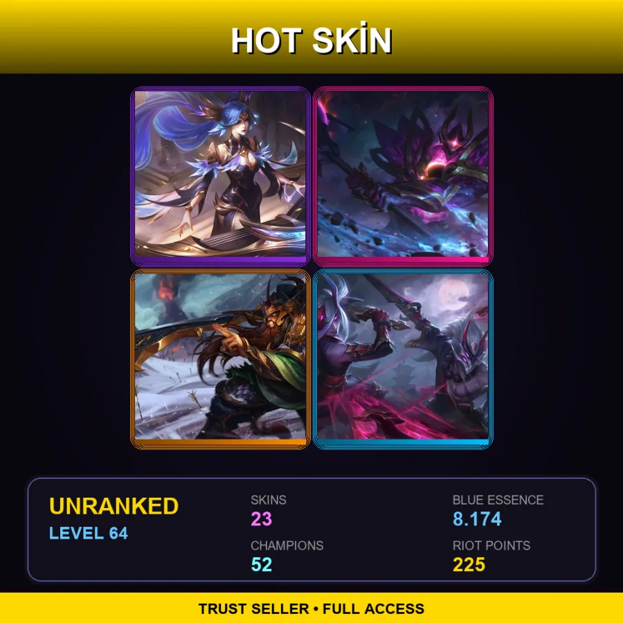 SG | Lv64 | Unranked | 23 Skin | 52 Champ