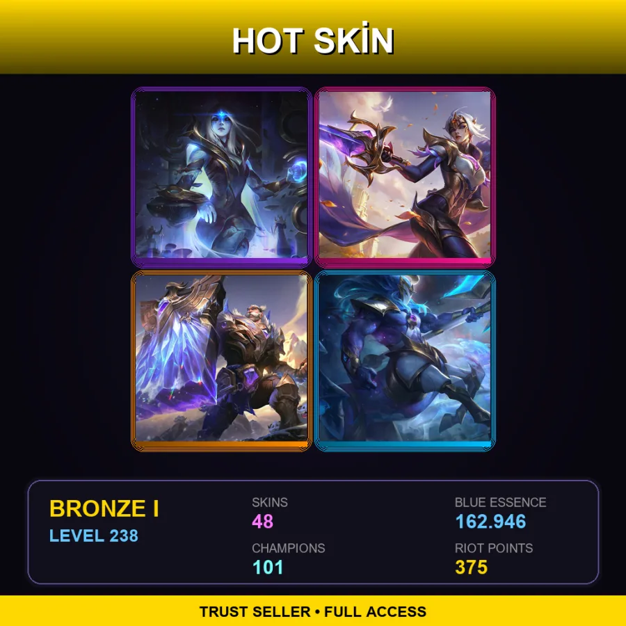 EUW | Lv238 | Bronze I | 48 Skin | 101 Champ