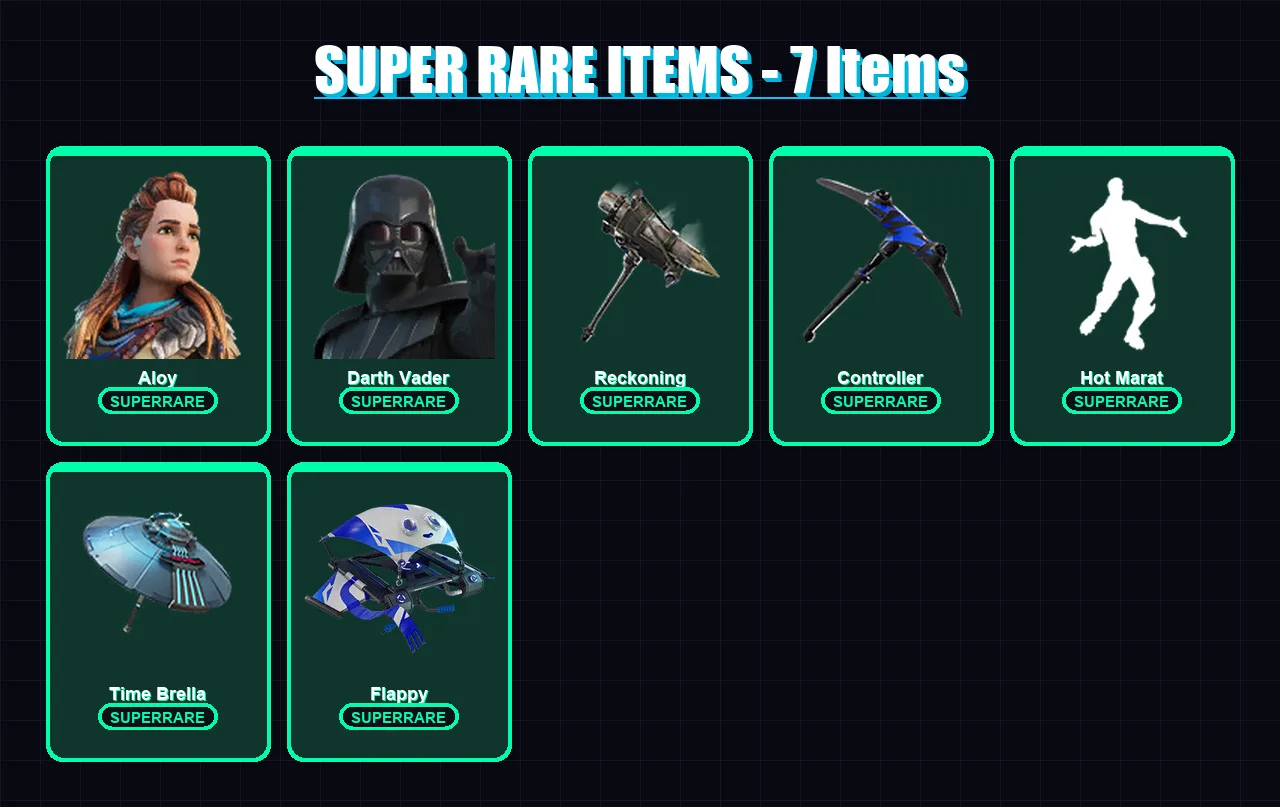 [PS4/PS5/XBOX/PC] | Aloy | Darth Vader | Lynx | Twyn | Zenith | 120 skin | 139 pickaxe | 101 emote | 105 glider | Lv1258