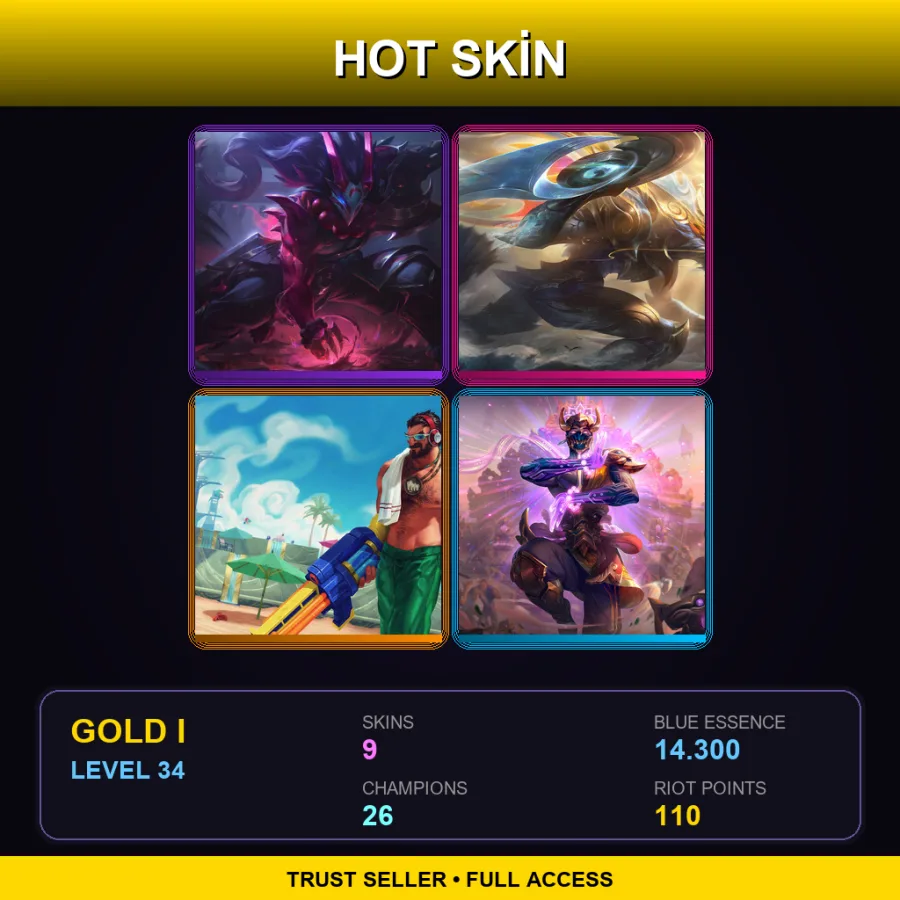EUNE | Lv34 | Gold I | 9 Skin | 26 Champ