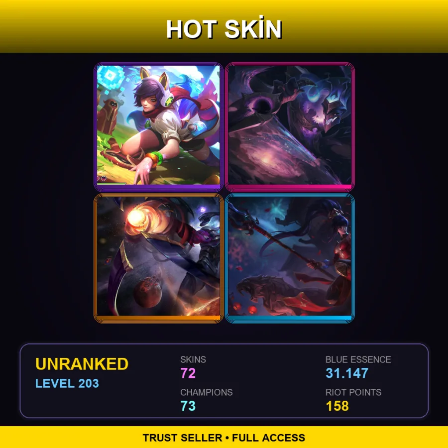 LAS | Lv203 | Unranked | 72 Skin | 73 Champ — Unranked / Smurf League of Legends