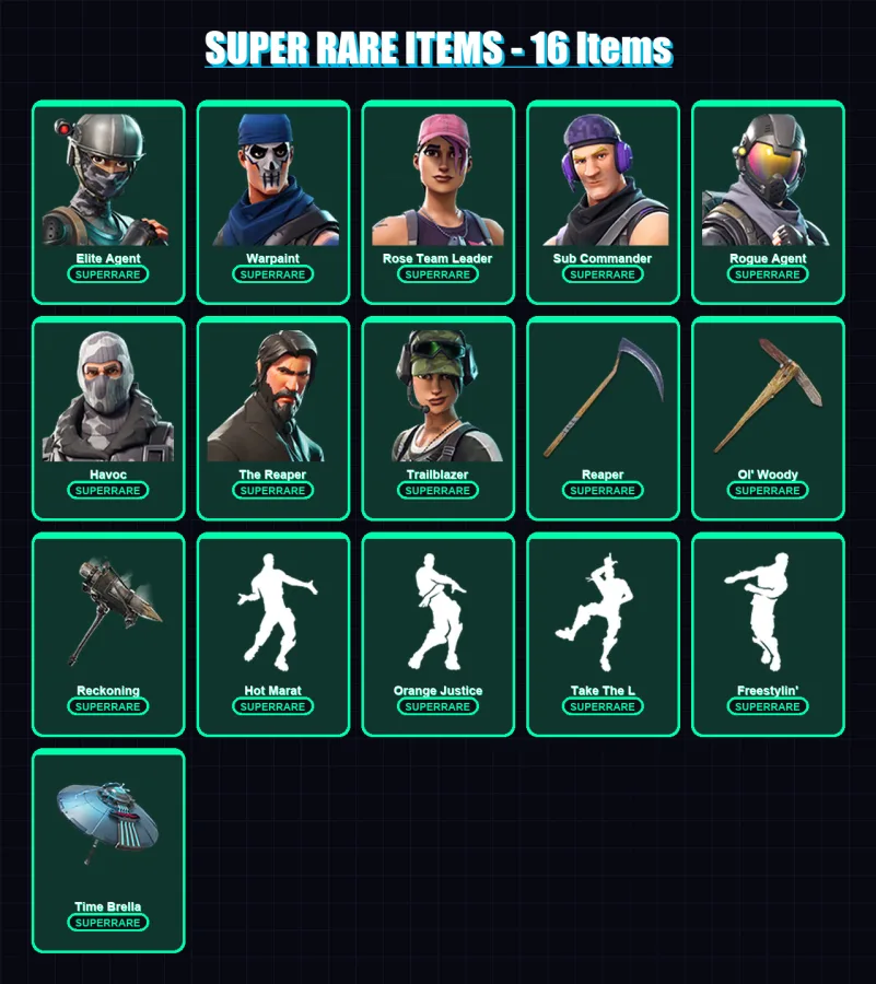[PC/XBOX/PSN] | Elite Agent | Warpaint | Rose Team Leader | Sub Commander | Rogue Agent | 100 skin | 73 pickaxe | 83 emote | 76 glider | Lv842