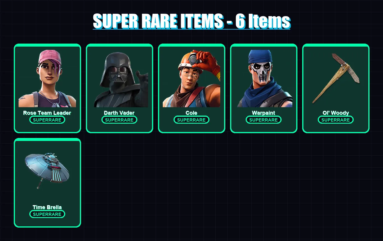 [PC/PSN] | Rose Team Leader | Darth Vader | Cole | Warpaint | Omegarok | 219 skin | 259 pickaxe | 180 emote | 204 glider | Lv3638 — Fortnite account