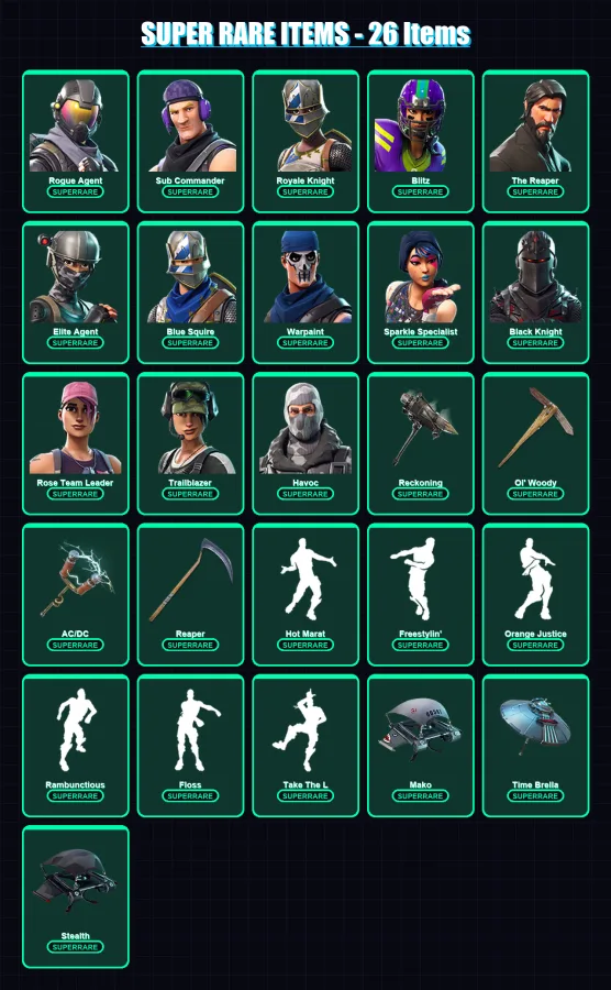 [PC/XBOX/PSN] | Rogue Agent | Sub Commander | OG Ghoul Trooper | Royale Knight | Blitz | 250 skin | 200 pickaxe | 210 emote | 169 glider | Lv2475