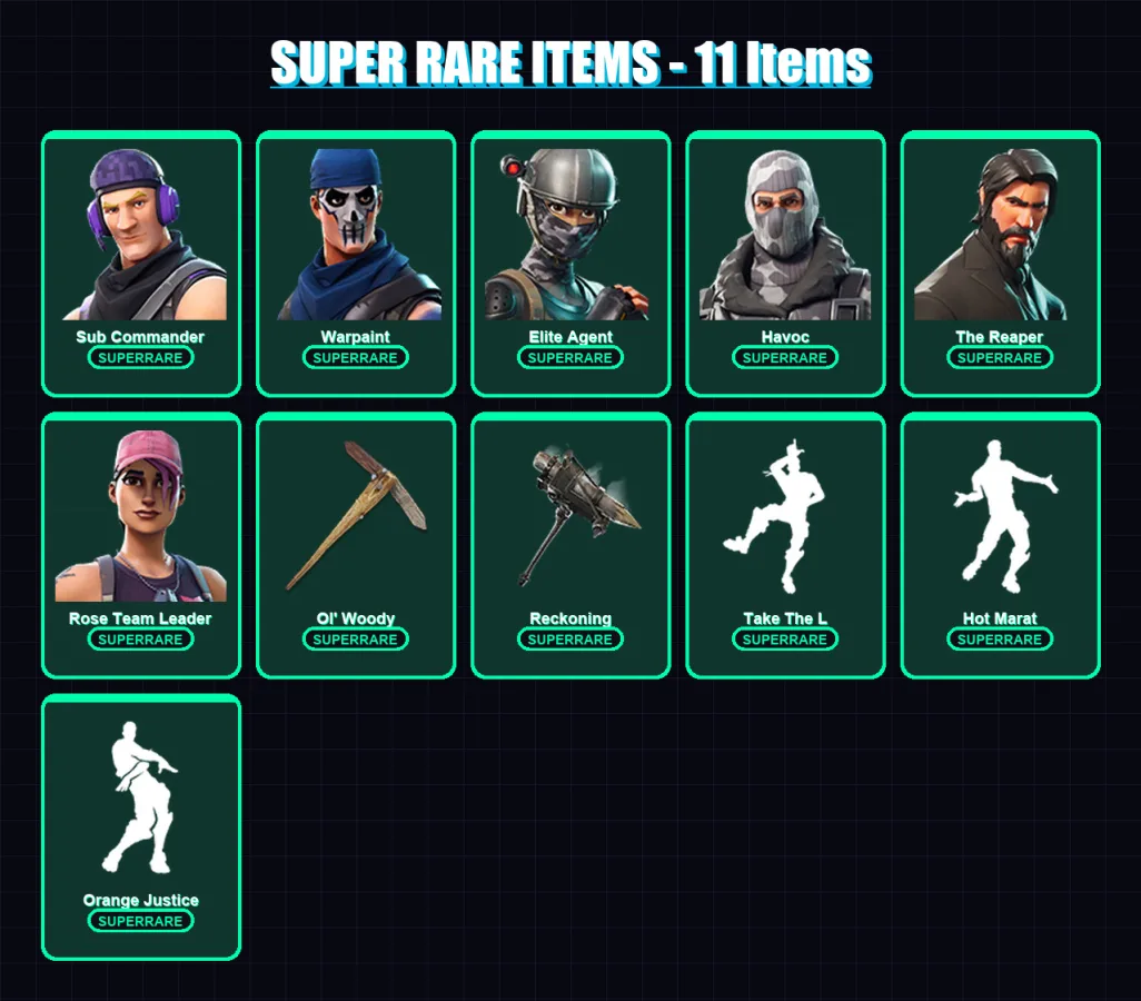 [PC/XBOX/PSN] | Sub Commander | Warpaint | Elite Agent | Havoc | The Reaper | 31 skin | 23 pickaxe | 41 emote | 32 glider | Lv378