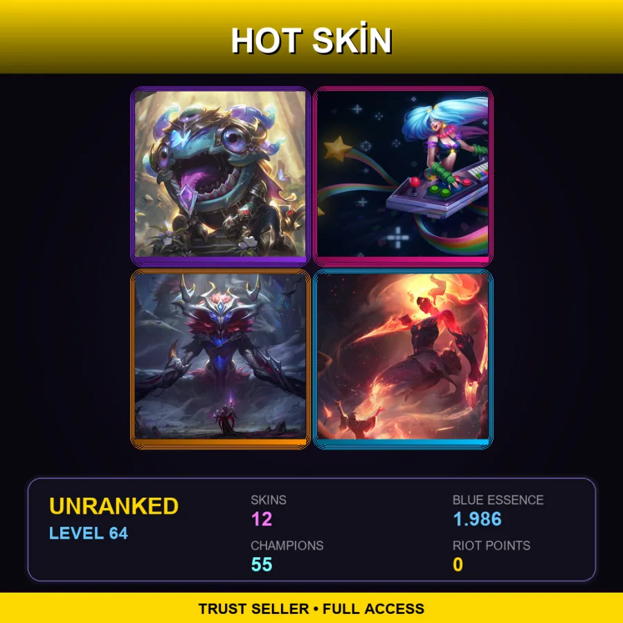 EUNE | Lv64 | Unranked | 12 Skin | 55 Champ