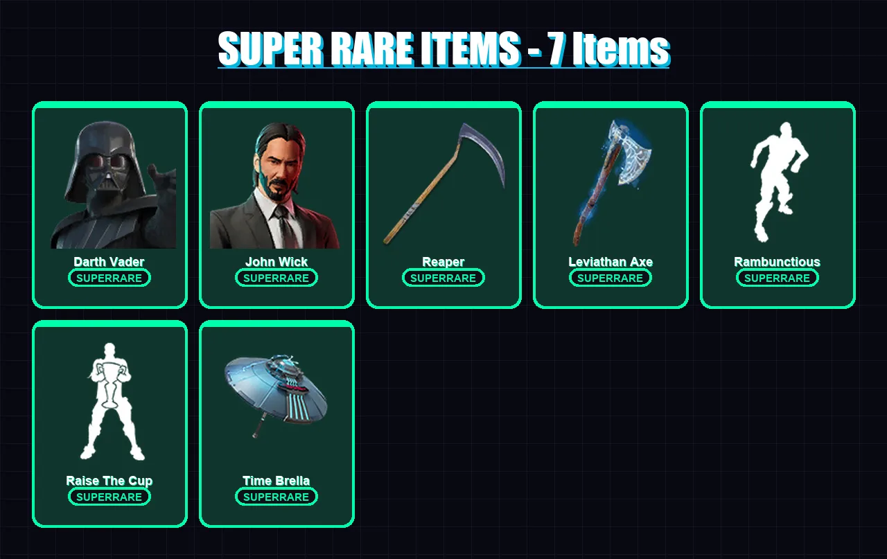 [PC/XBOX/PSN] | Darth Vader | John Wick | Malik | Kado Thorne | Optimus Prime | 430 skin | 441 pickaxe | 419 emote | 245 glider | Lv4445