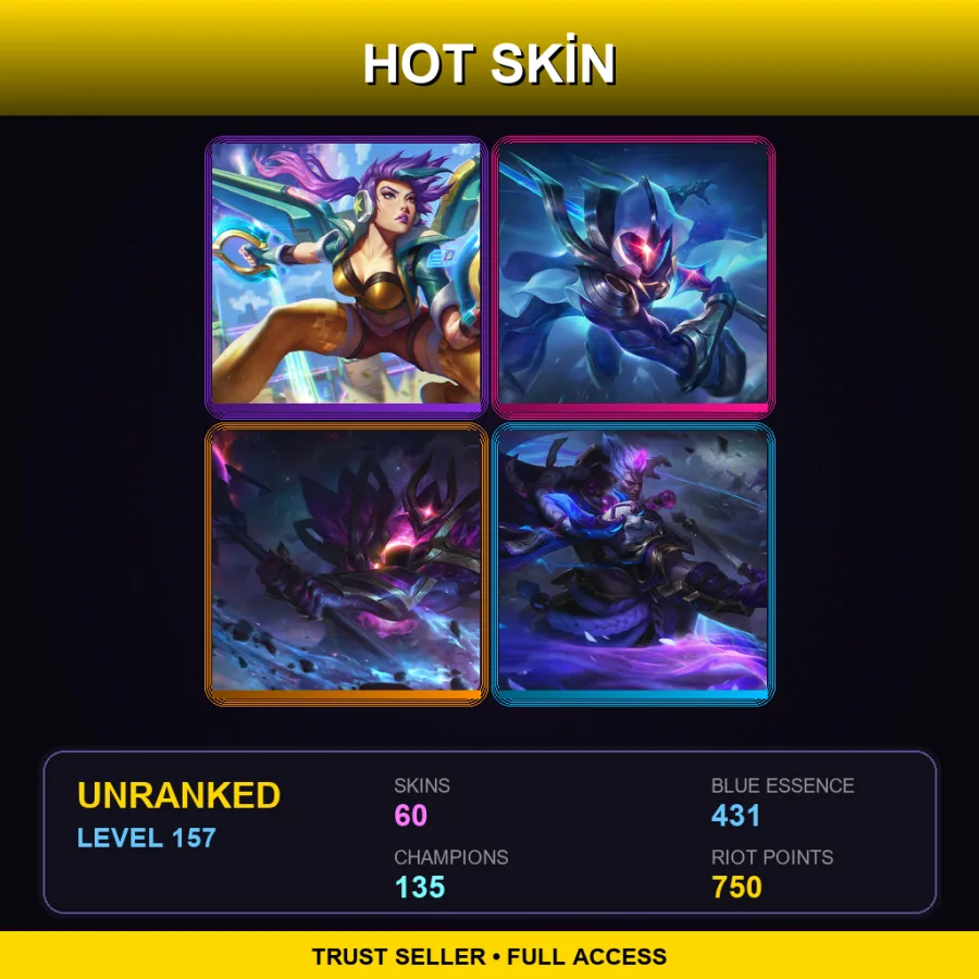 EUW | Lv157 | Unranked | 60 Skin | 135 Champ