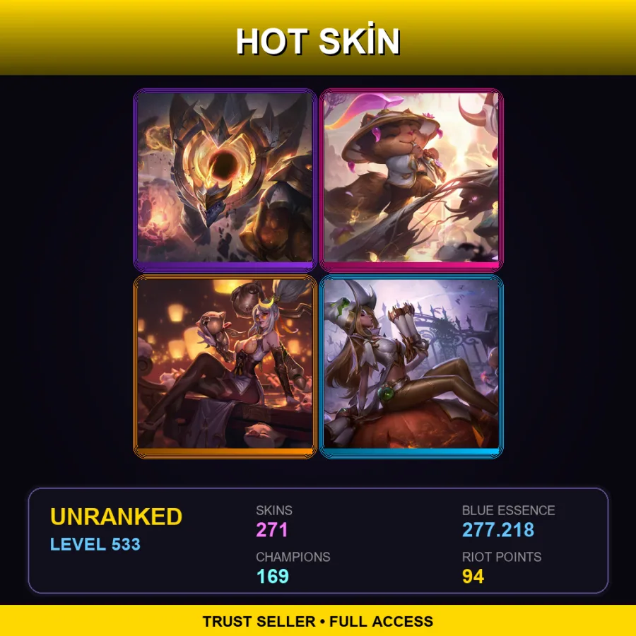 LAN | Lv533 | Unranked | 271 Skin | 169 Champ