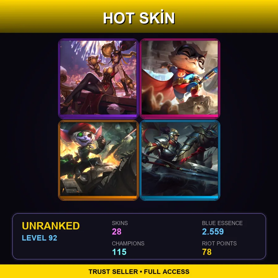LAN | Lv92 | Unranked | 28 Skin | 115 Champ