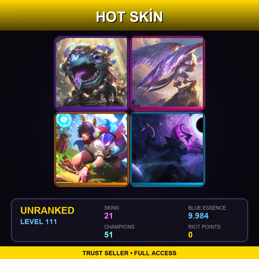 LAN | Lv111 | Unranked | 21 Skin | 51 Champ with Ahri
