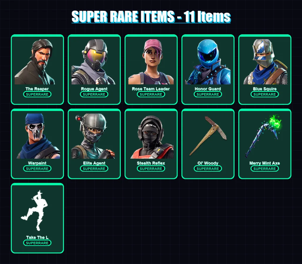 [PC/XBOX/PSN] | The Reaper | Rogue Agent | Rose Team Leader | Honor Guard | Blue Squire | 37 skin | 30 pickaxe | 30 emote | 31 glider | Lv390 — Fortnite account