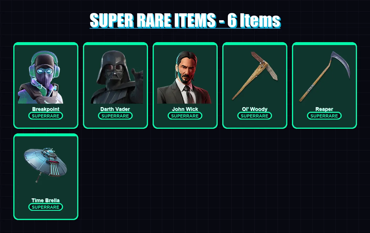 [PC/XBOX/PSN] | Breakpoint | Darth Vader | John Wick | Molten Valkyrie | Son Goku | 342 skin | 349 pickaxe | 202 emote | 247 glider | Lv3950