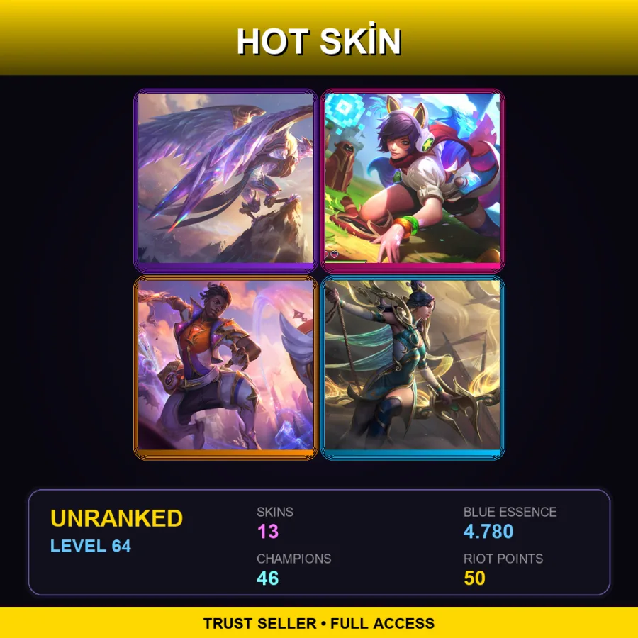 NA | Lv64 | Unranked | 13 Skin | 46 Champ