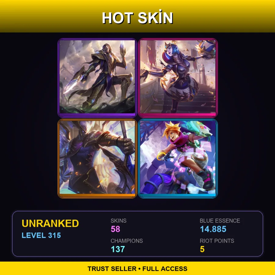 EUNE | Lv315 | Unranked | 58 Skin | 137 Champ — LoL account