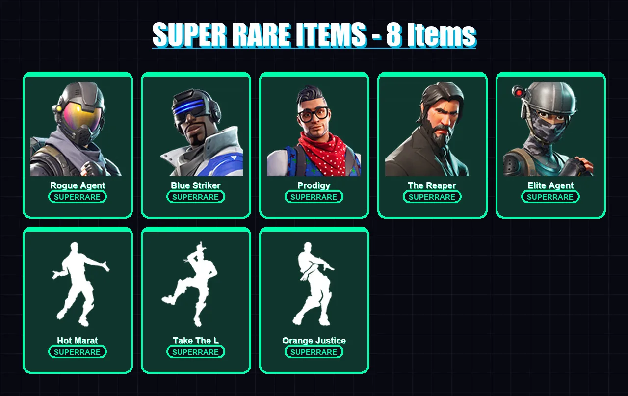 [PS4/PS5/XBOX/PC] | Rogue Agent | Blue Striker | Prodigy | The Reaper | Elite Agent | 42 skin | 36 pickaxe | 37 emote | 40 glider | Lv668