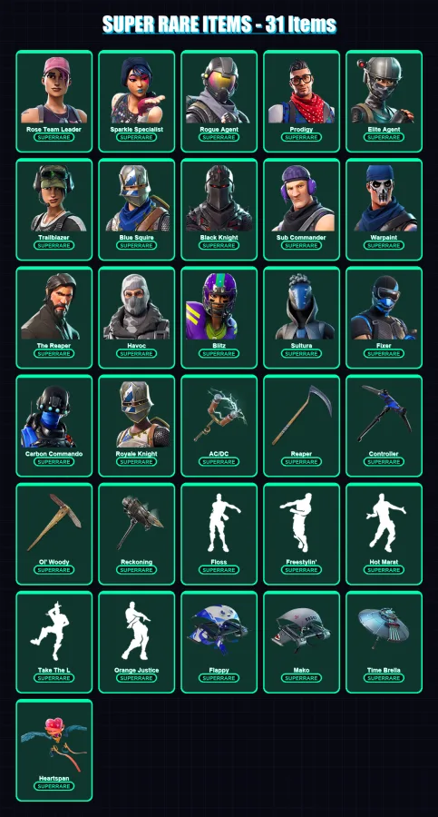 [PS4/PS5/XBOX/PC] | Rose Team Leader | Sparkle Specialist | Rogue Agent | 103 skin | Lv1095