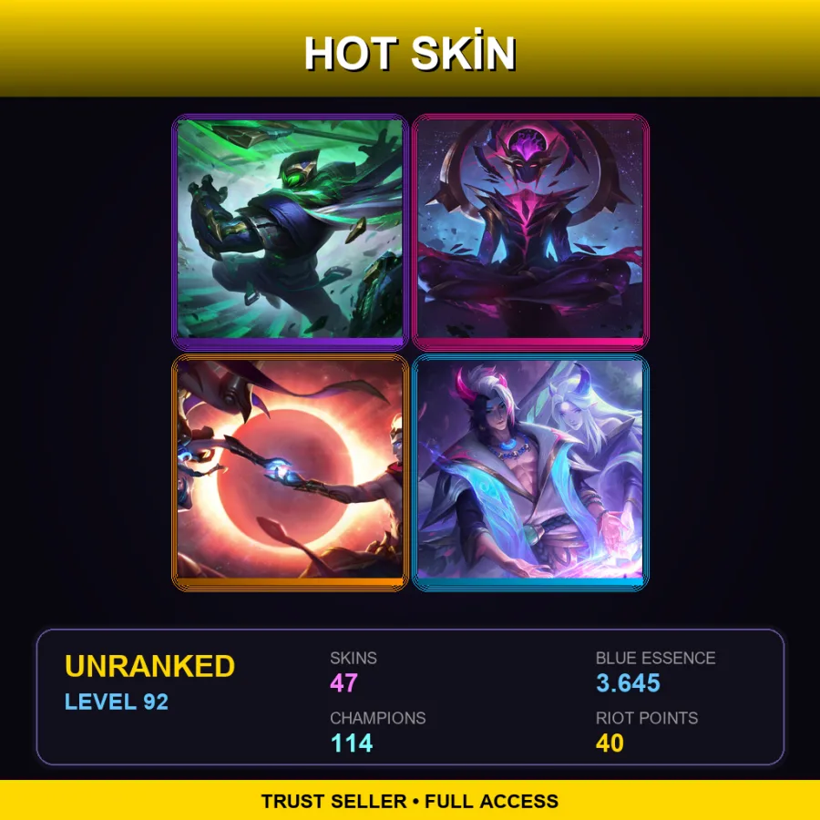 EUW | Lv92 | Unranked | 47 Skin | 114 Champ