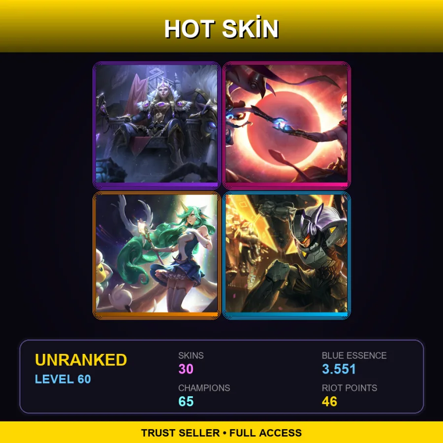 EUW | Lv60 | Unranked | 30 Skin | 65 Champ