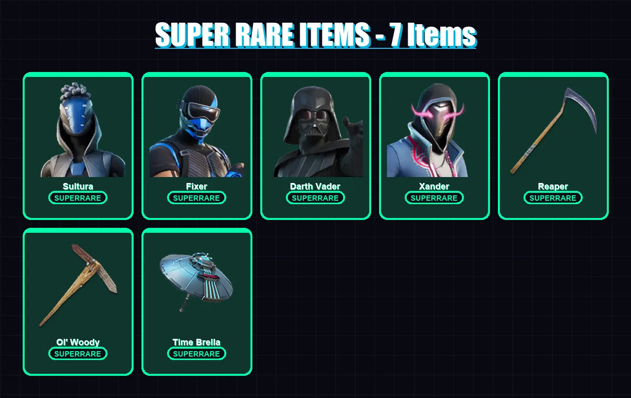 [PC/XBOX] | Sultura | Fixer | Darth Vader | Xander | Raz | 151 skin | 187 pickaxe | 133 emote | 142 glider | Lv3444