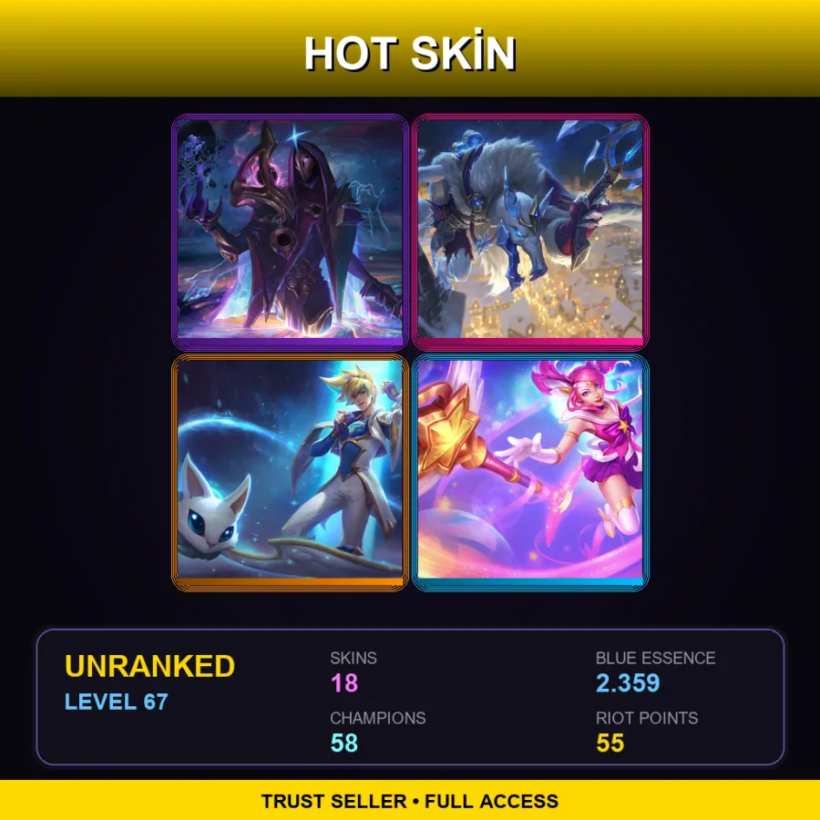 EUNE | Lv67 | Unranked | 18 Skin | 58 Champ — LoL account
